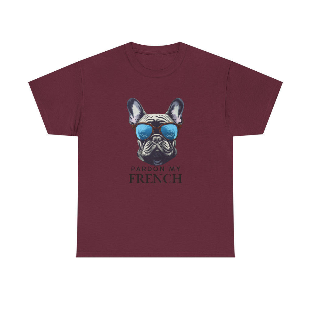 French Bulldog Tee - "Pardon My French" Sunglasses Dog Graphic Shirt